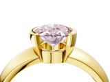 Yellow gold Fancy Pink Oval  Solitaire Tension Set Diamond Ring with Wide Band_24