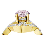 Yellow gold Fancy Pink Oval  Solitaire Twist Band Pavé Diamond Engagement Ring_36