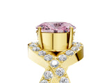 Yellow gold Fancy Pink Oval  Solitaire Twist Band Pavé Diamond Engagement Ring_37