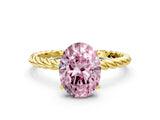 Yellow gold Fancy Pink Oval  Solitaire Twist Band Ring with Four-Prong Setting_67