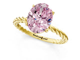 Yellow gold Fancy Pink Oval  Solitaire Twist Band Ring with Four-Prong Setting_68