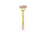 Yellow gold Fancy Pink Oval  Solitaire Twist Band Ring with Four-Prong Setting_69