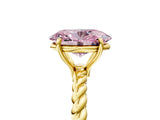 Yellow gold Fancy Pink Oval  Solitaire Twist Band Ring with Four-Prong Setting_72