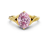 Yellow gold Fancy Pink Oval  Solitaire Twist Band Six-Prong Setting 1