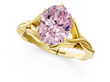 Yellow gold Fancy Pink Oval  Solitaire Twist Band Six-Prong Setting 2