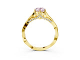 Yellow gold Fancy Pink Oval  Solitaire Twist Band Six-Prong Setting 4
