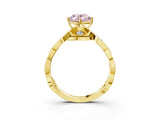 Yellow gold Fancy Pink Oval  Solitaire Twist Band with Leaf Prong Setting 4