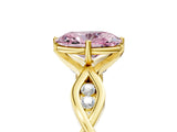 Yellow gold Fancy Pink Oval  Solitaire Twist Band with Leaf Prong Setting
