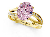Yellow gold Fancy Pink Oval  Solitaire Twist Band with Pavé Accents and Four-Prong Setting_21