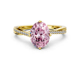 Yellow gold Fancy Pink Oval  Solitaire Twist Band with Pavé Diamonds and Four-Prong Setting_53
