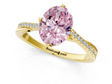 Yellow gold Fancy Pink Oval  Solitaire Twist Band with Pavé Diamonds and Four-Prong Setting_54