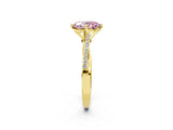 Yellow gold Fancy Pink Oval  Solitaire Twist Band with Pavé Diamonds and Four-Prong Setting_55