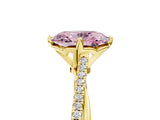 Yellow gold Fancy Pink Oval  Solitaire Twist Band with Pavé Diamonds and Four-Prong Setting_58