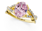 Yellow gold Fancy Pink Oval  Solitaire Twist Band with Pavé Setting and Four-Prong Setting_18