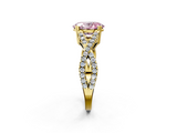 Yellow gold Fancy Pink Oval  Solitaire Twist Band with Pavé Setting and Four-Prong Setting_19