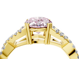 Yellow gold Fancy Pink Oval  Solitaire Twist Band with Pavé Setting and Four-Prong Setting_21