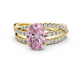 Yellow gold Fancy Pink Oval  Solitaire Twist Band with Pavé Setting and Four-Prong Setting_80