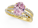 Yellow gold Fancy Pink Oval  Solitaire Twist Band with Pavé Setting and Four-Prong Setting_81