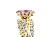 Yellow gold Fancy Pink Oval  Solitaire Twist Band with Pavé Setting and Four-Prong Setting_85