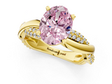 Yellow gold Fancy Pink Oval  Solitaire Twist Band with Pave Prong Setting_29