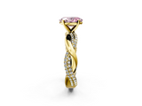 Yellow gold Fancy Pink Oval  Solitaire Twist Band with Pave Prong Setting_30
