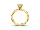 Yellow gold Fancy Pink Oval  Solitaire Twist Band with Pave Prong Setting_31
