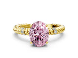 Yellow gold Fancy Pink Oval  Solitaire Twisted Band Prong Set Engagement Ring_61