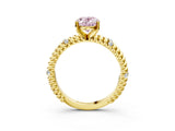 Yellow gold Fancy Pink Oval  Solitaire Twisted Band Prong Set Engagement Ring_64