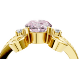 Yellow gold Fancy Pink Oval  Solitaire Twisted Band Scroll Prong Ring_7