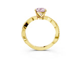 Yellow gold Fancy Pink Oval  Solitaire Twisted Band with Bead Prong Setting_378