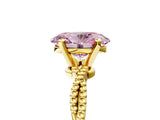 Yellow gold Fancy Pink Oval  Solitaire Twisted Band with Bead Prong Setting_380