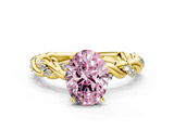 Yellow gold Fancy Pink Oval  Solitaire Twisted Band with Pavé Accents and Four-Prong Setting_3