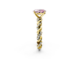 Yellow gold Fancy Pink Oval  Solitaire Twisted Band with Pavé Accents and Four-Prong Setting_5
