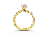 Yellow gold Fancy Pink Oval  Solitaire Twisted Band with Pavé Accents and Four-Prong Setting_6