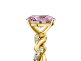 Yellow gold Fancy Pink Oval  Solitaire Twisted Band with Pavé Accents and Four-Prong Setting_8