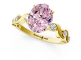 Yellow gold Fancy Pink Oval  Solitaire Twisted Band with Prong Setting 1