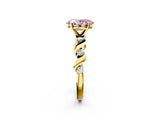 Yellow gold Fancy Pink Oval  Solitaire Twisted Band with Prong Setting 2