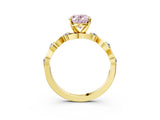 Yellow gold Fancy Pink Oval  Solitaire Twisted Band with Prong Setting 3