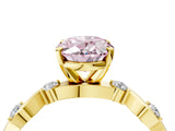 Yellow gold Fancy Pink Oval  Solitaire Twisted Band with Prong Setting 4