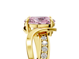 Yellow gold Fancy Pink Oval  Solitaire Twisted Band with Prong Setting_8