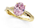 Yellow gold Fancy Pink Oval  Solitaire Twisted Pave Diamond Ring with Four-Prong Setting_13