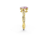 Yellow gold Fancy Pink Oval  Solitaire Twisted Pave Diamond Ring with Four-Prong Setting_14