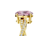 Yellow gold Fancy Pink Oval  Solitaire Twisted Pave Diamond Ring with Four-Prong Setting_17
