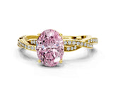 Yellow gold Fancy Pink Oval  Solitaire Twisted Pave Diamond Ring with Four-Prong Setting_85