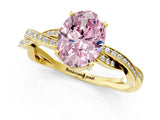 Yellow gold Fancy Pink Oval  Solitaire Twisted Pave Diamond Ring with Four-Prong Setting_86
