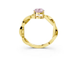 Yellow gold Fancy Pink Oval  Solitaire Twisted Pave Diamond Ring with Four-Prong Setting_88