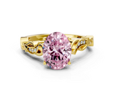Yellow gold Fancy Pink Oval  Solitaire Vine Band with Milgrain Prong Setting_3