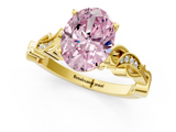 Yellow gold Fancy Pink Oval  Solitaire Vine Band with Milgrain Prong Setting_4