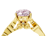 Yellow gold Fancy Pink Oval  Solitaire Vine Band with Milgrain Prong Setting_7