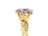 Yellow gold Fancy Pink Oval  Solitaire Vine Band with Milgrain Prong Setting_8